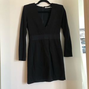 Alice + Olivia SIMONE DEEP V DRESS IN BLACK